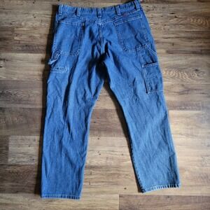 Wrangler Mens Carpenter Jeans Blue Denim Relaxed Fit Size 38x32 Cargo Pants